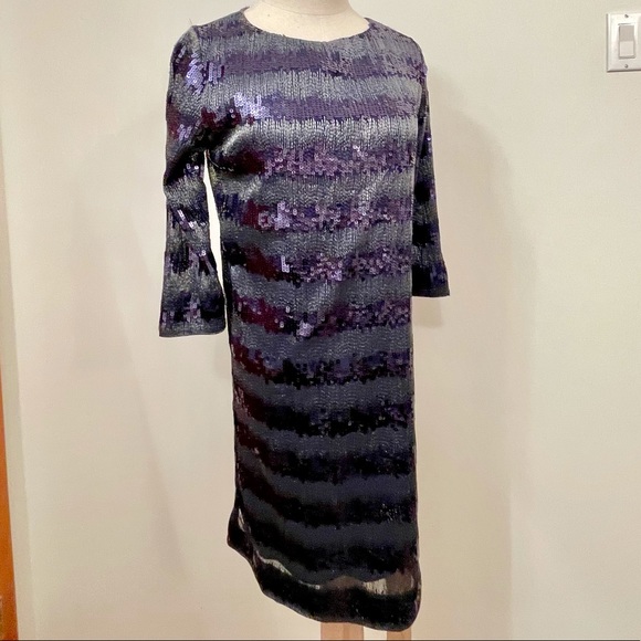 ✨Blue Sequin and Silver Thread Shimmering Dress✨ - Picture 5 of 12